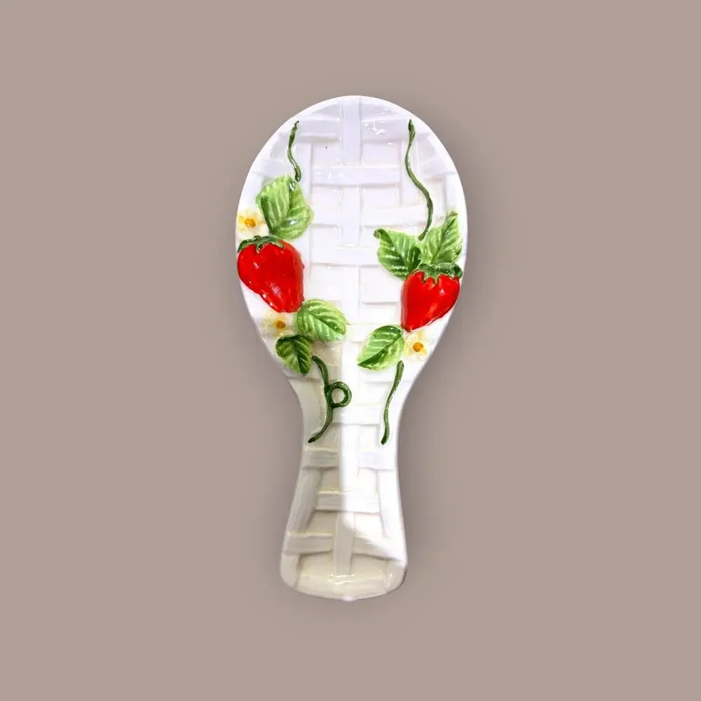 Vintage Mid-Century Japanese Export Ceramic Strawberry Spoon Rest